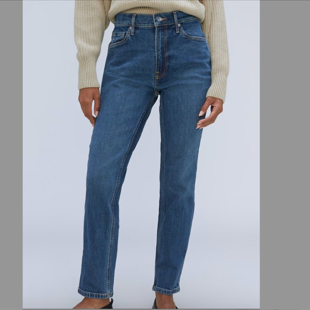 Everlane Size 30 Regular 90's Cheeky Straight Jeans, Medium Blue